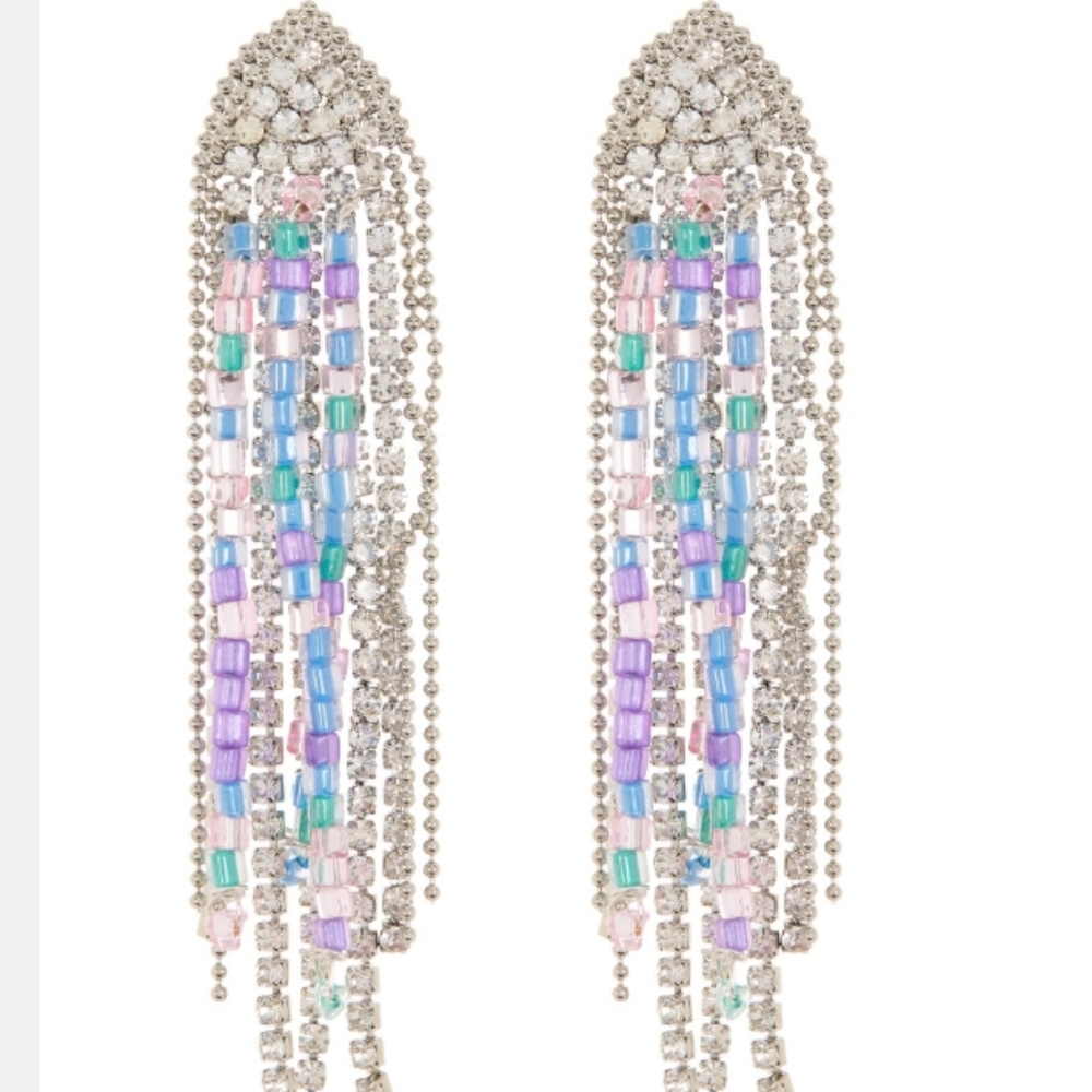 Nordstrom Long dangle multicolored earrings, beaded, brand new